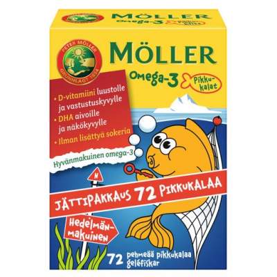 MÖLLER Omega-3 Pikkukalat Hedelma, 72 kpl