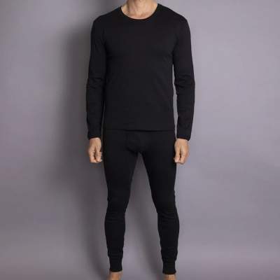 BlackHorse interlock kerrasto luomupuuvillasta Musta (winter)