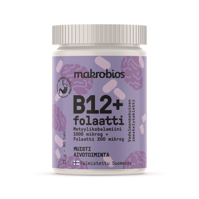 MACROBIOS B12 vitamiini+folaatti 200mg 60tabl