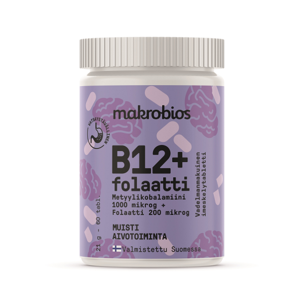 Изображение MACROBIOS B12 vitamiini+folaatti 200mg 60tabl (10001340)MACROBIOS